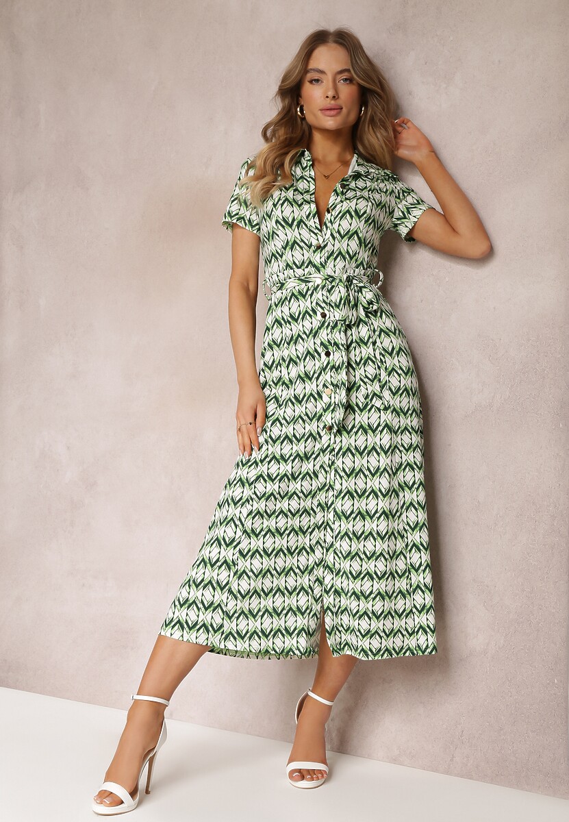 Fuksjowa Sukienka Mamci Koszulowa Wiązana w Pasie Maevana