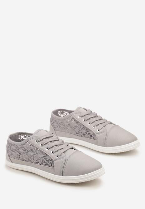 Szare Tenisówki z Ażurowymi Wstawkami Po Bokach Salessa