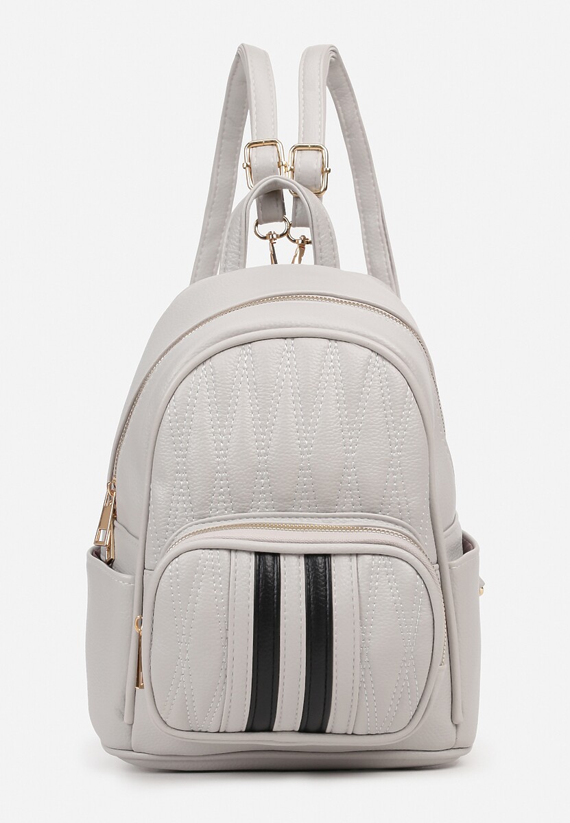 Biały Casualowy Plecak z Tłoczonym Wzorem i Regulowanymi Odpinanymi Paskami Nelarose