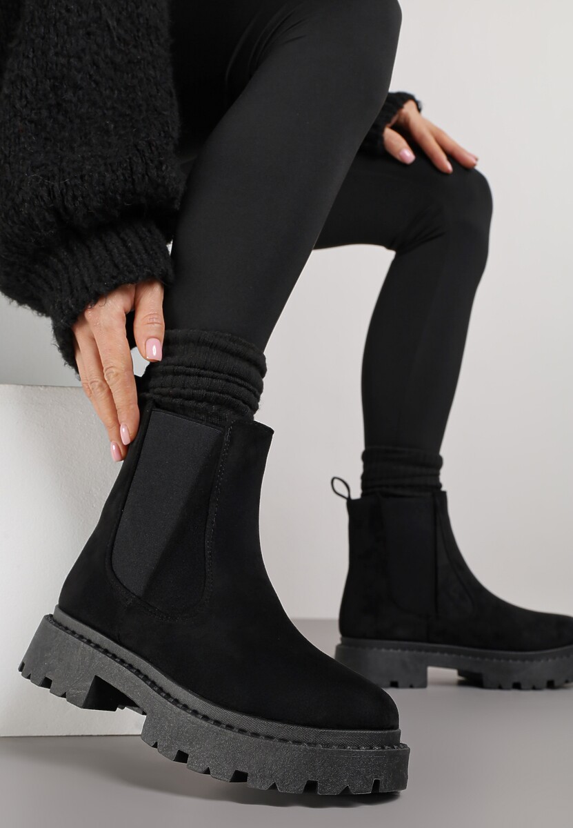 Beżowe Botki Sztyblety na Grubej Podeszwie Gosoga