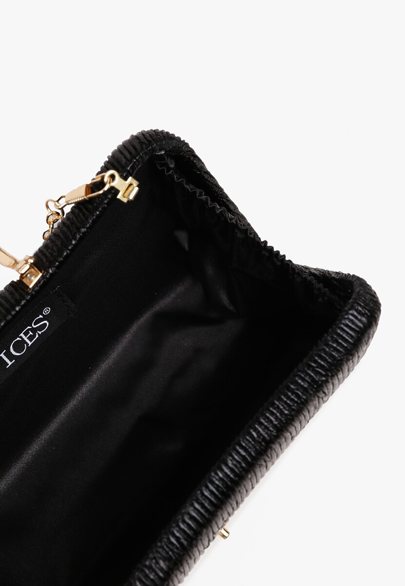 Czarna Torebka Wieczorowa z Łańcuszkiem i Ozdobnym Zatrzaskiem Valmirra