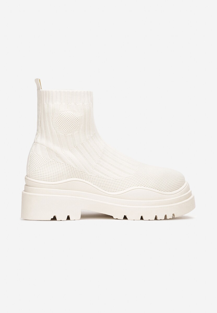 Beżowe Botki z Elastyczną Cholewką Ganeon