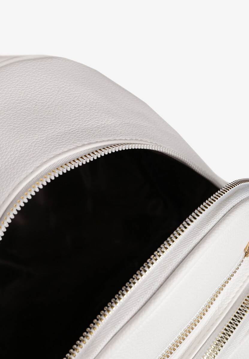 Biały Plecak na Suwak Wykończony Regulowanymi Odpinanymi Paskami Nelda