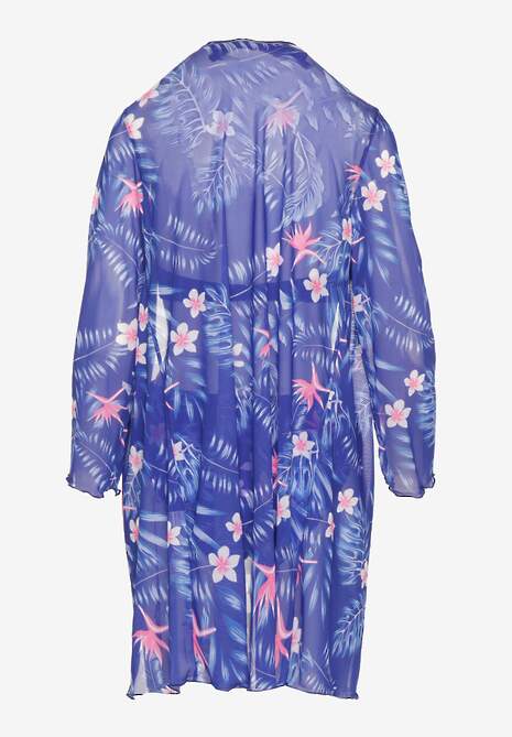 Niebieskie Bikini Biustonosz z Wiązaniem i Figi z Dodatkową Siateczkową Narzutką Zarionea