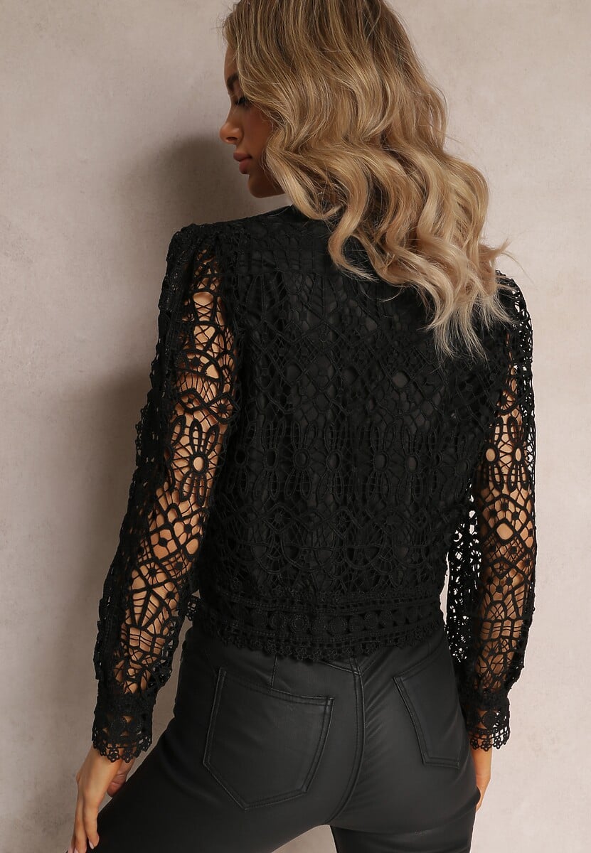 Czarna Bluzka Koronkowa Nohames