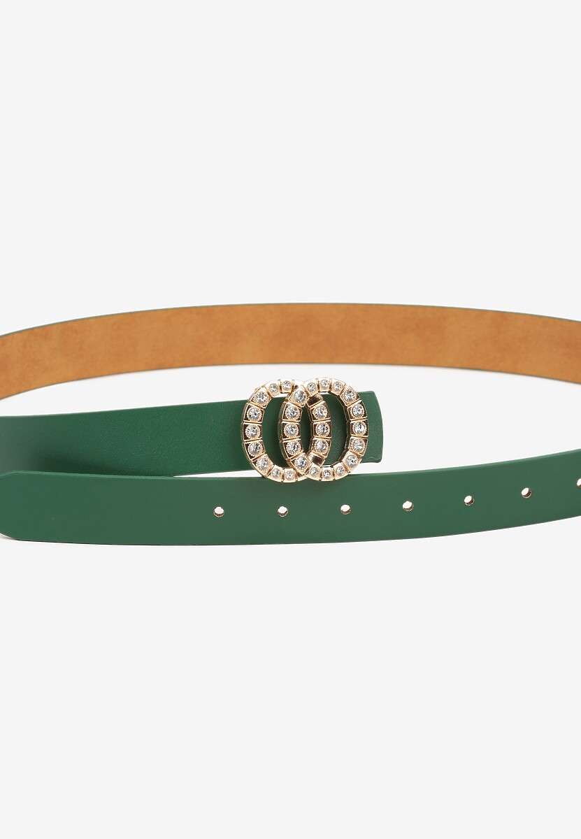 Zielony Pasek z Okrągłą Klamrą i Cyrkoniami Kefia