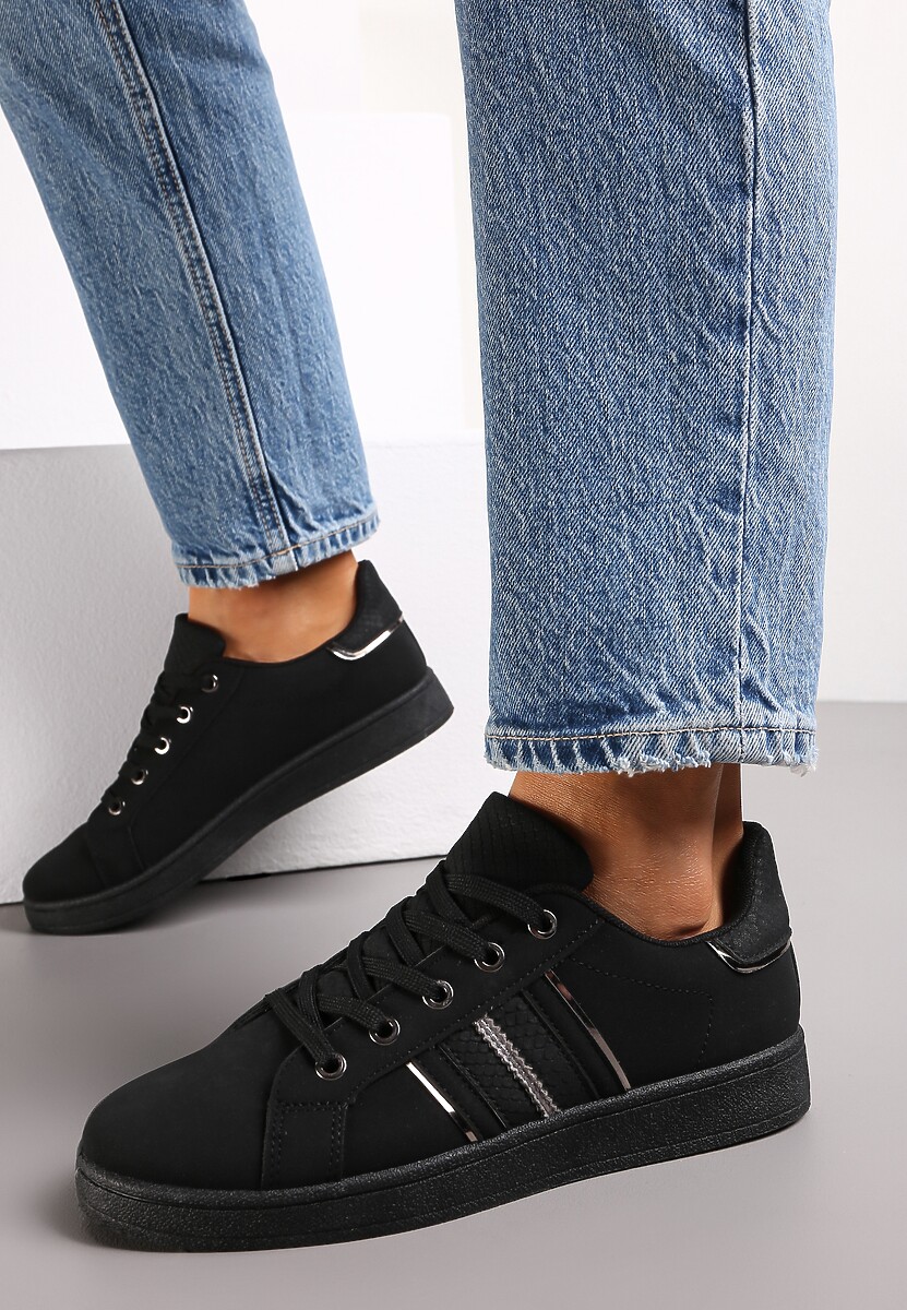 Czarne Sneakersy Sznurowane Pakkasa