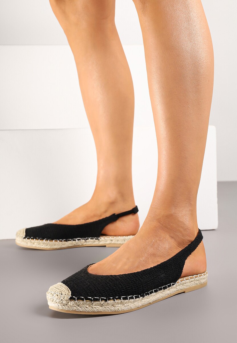 Czarne Sandały Espadryle Slingback Ozdobione Plecionką Addiena