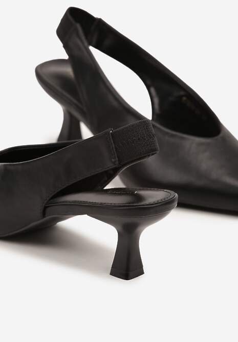 Czarne Czółenka Sandały Vices na Kaczuszce Typu Slingback Liluriela