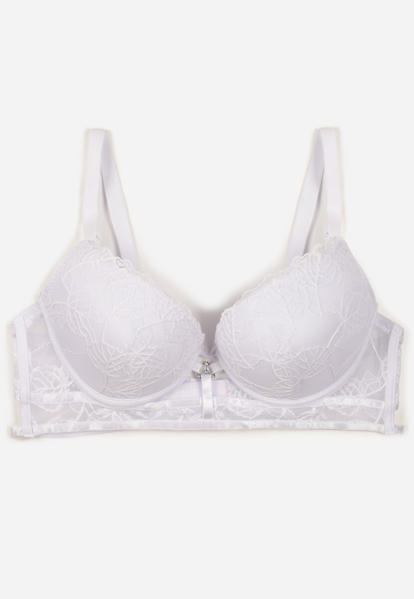 Czarno-Beżowy Koronkowy Biustonosz w Klasycznym Stylu z Aplikacją Galinassa