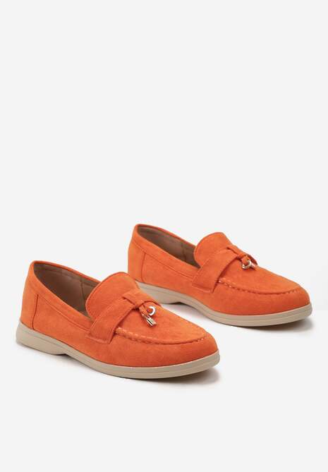 Pomarańczowe Mokasyny z Zawieszką w Kształcie Kłódki Lorniwas