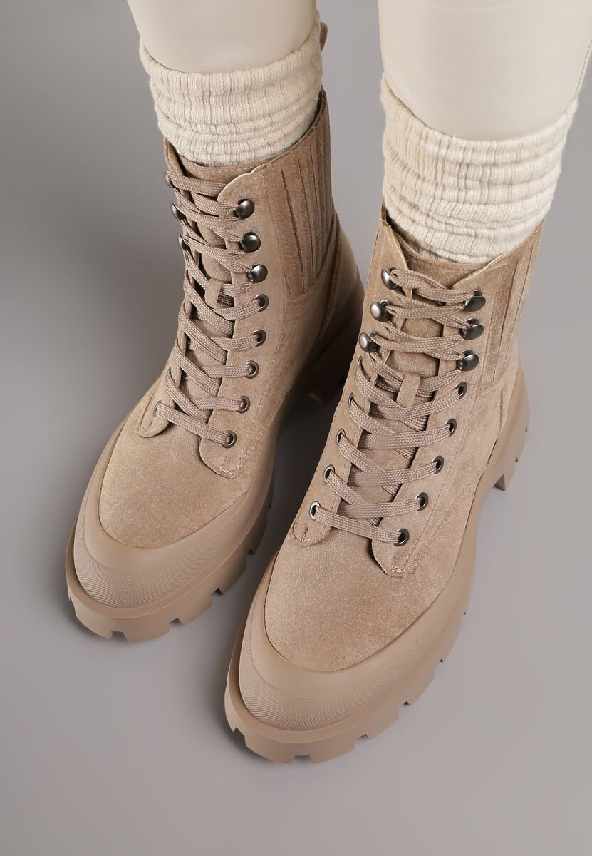 Ciemnobeżowe Botki Jadirel