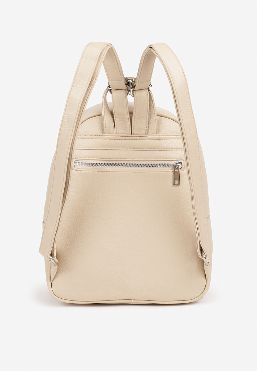 Jasnobeżowy Casualowy Plecak z Metalicznym Zdobieniem Paseniela