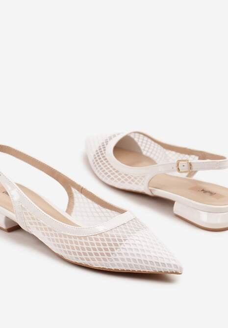 Białe Sandały Slingback z Siateczki ze Szpiczastym Noskiem Niloriae