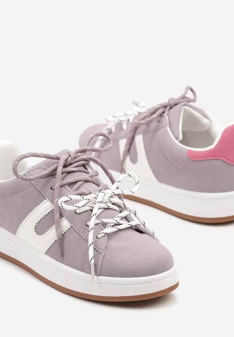 Fioletowe Sneakersy Ozdobione Geometrycznym Motywem Telindrela