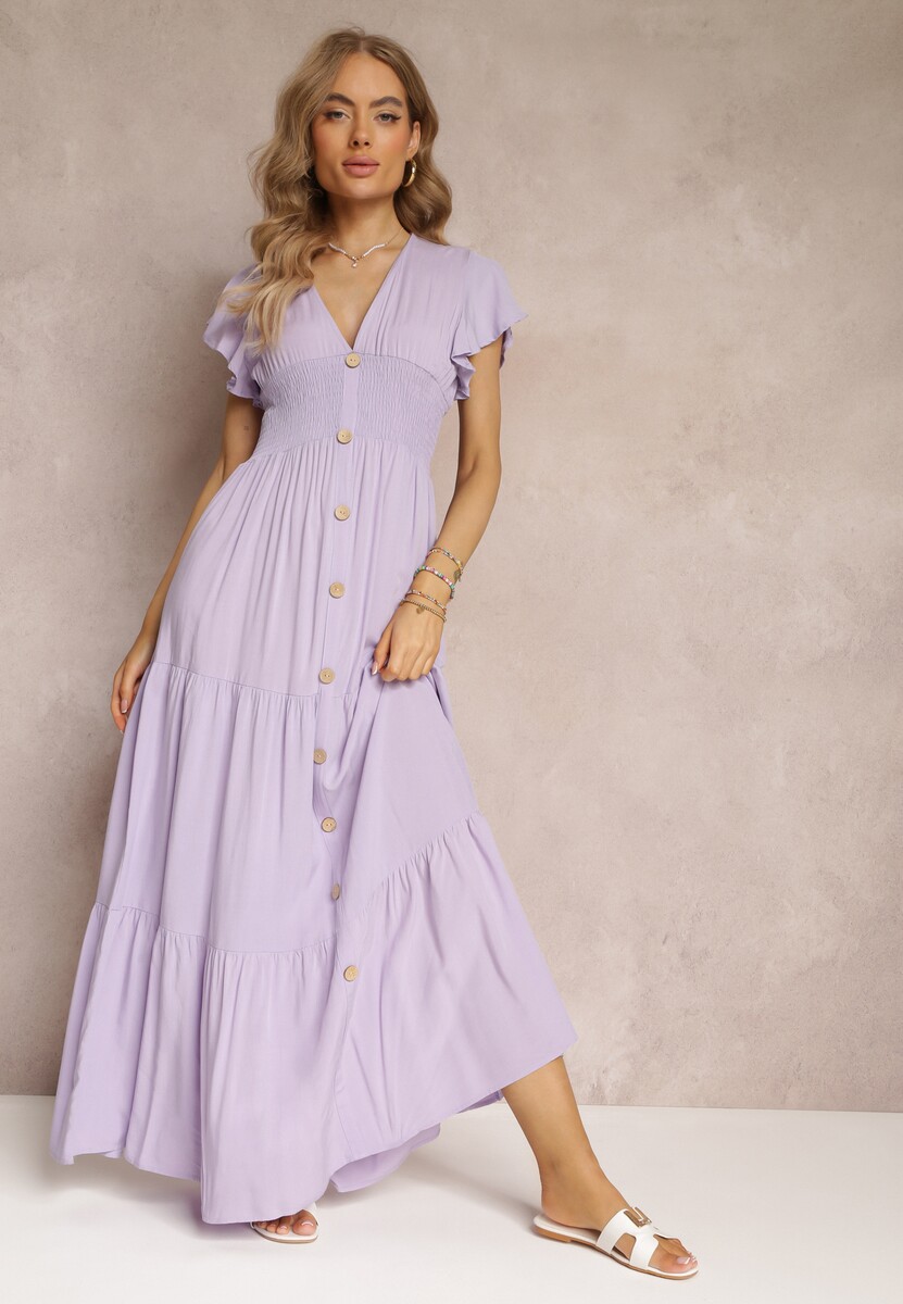 Fioletowa Sukienka z Wiskozy Lobsy