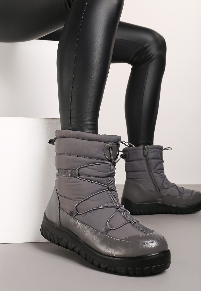 Szare Śniegowce z Futrzanym Ociepleniem i Elastycznym Ściągaczem Tinasira