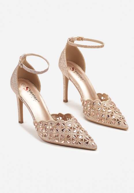 Szampańskie Ażurowe Szpilki z Cyrkoniami Nurissa