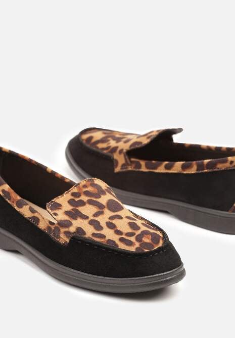 Panterkowe Mokasyny Ozdobione Przeszyciami Fonaleia
