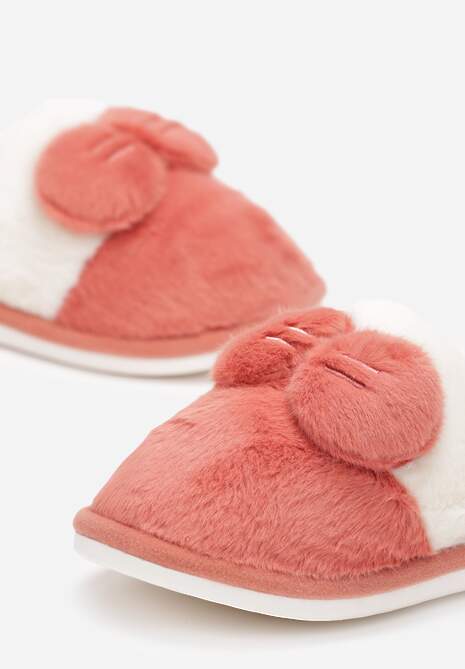 Czerwone Kapcie z Futerka Ozdobione Wypukłą Kokardką Eduvixes