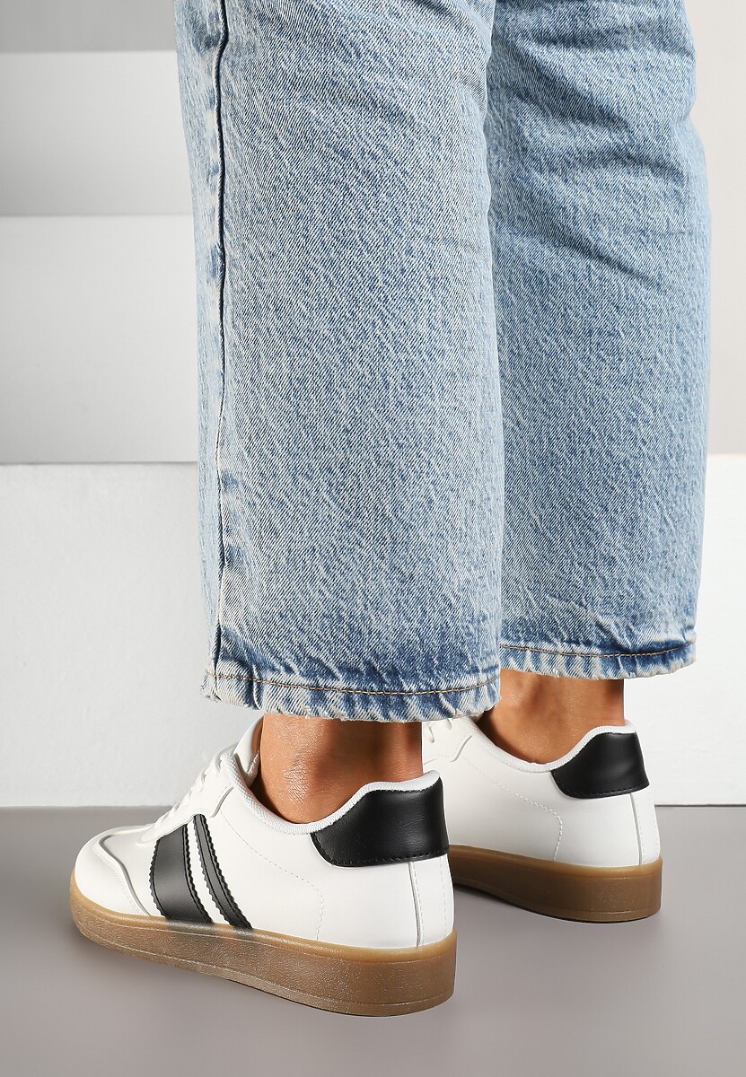 Białe Sneakersy Typu Tenisówki Ozdobione Paskami Amolana