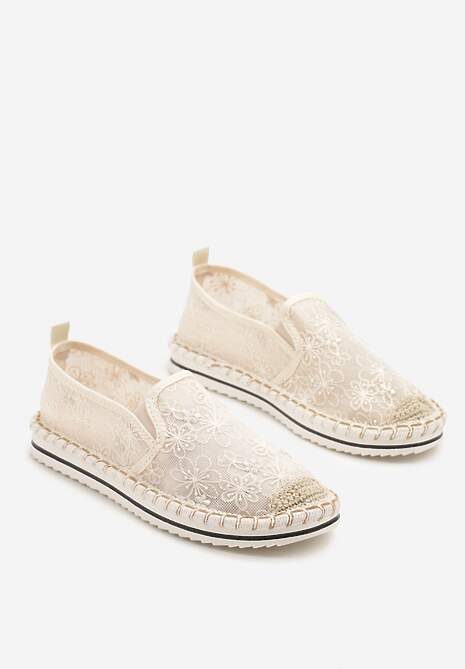Beżowe Espadryle z Ozdobną Plecionką Eranoria