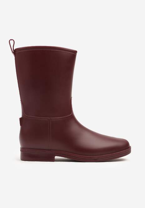 Bordowe Eleganckie Kalosze z Ozdobnym Przeszyciem Lenrisa