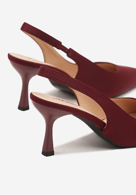 Bordowe Sandały na Szpilce Typu Slingback Melovelle