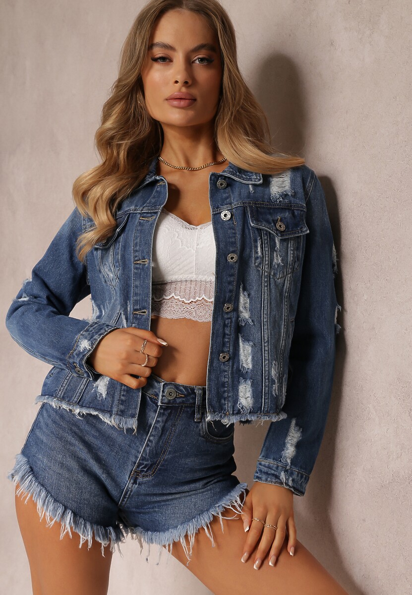 Niebieska Kurtka Jeansowa Palleteia