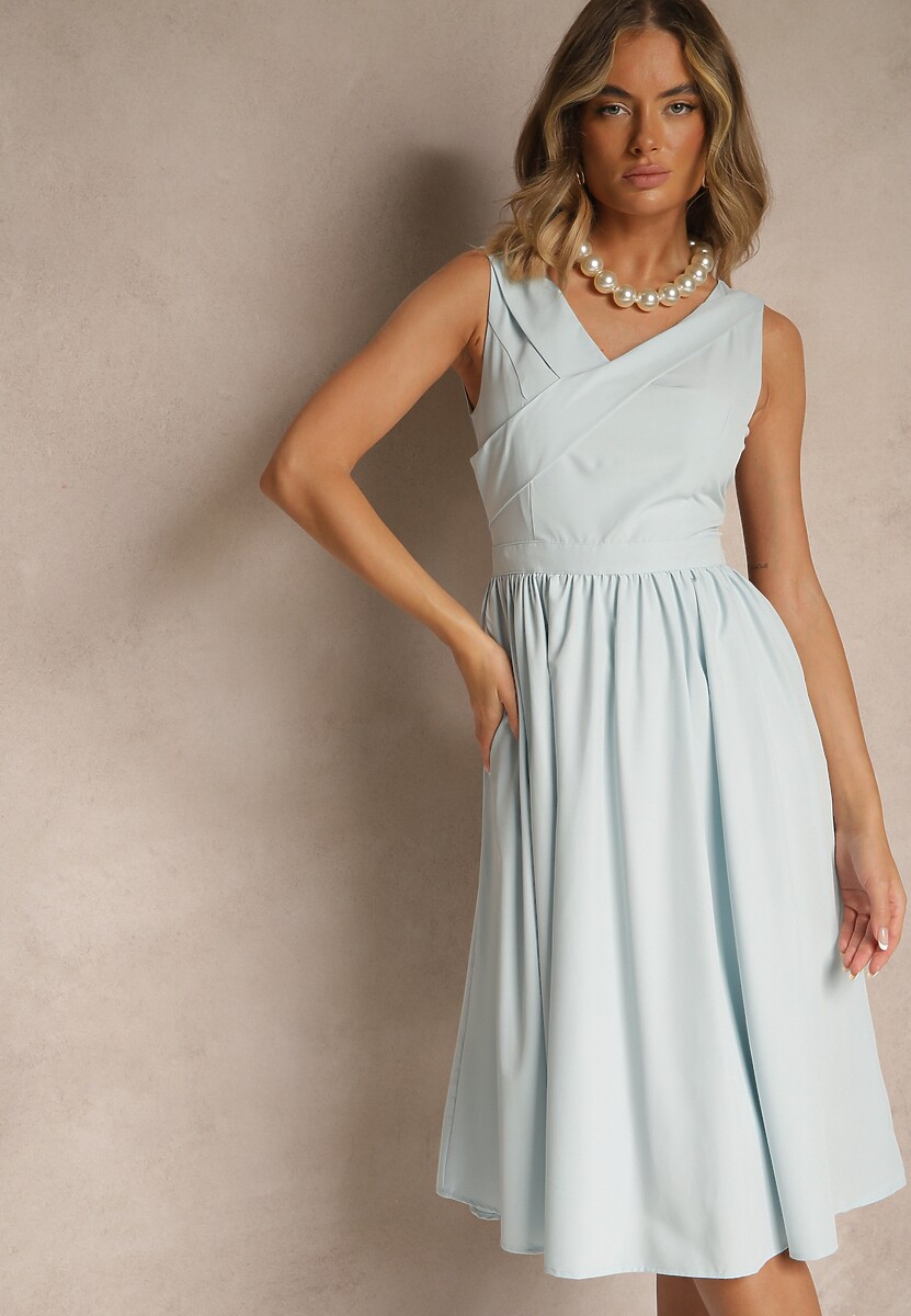 Różowa Basicowa Sukienka Vices o Rozkloszowanym Kroju Tolaneia