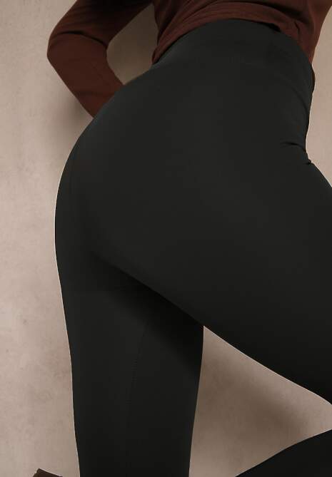 Czarne Legginsy Casual Regualr Waist Ralinsa