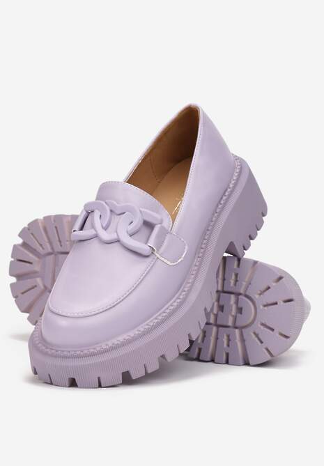 Fioletowe Mokasyny Zdobione Łańcuchem Tholes