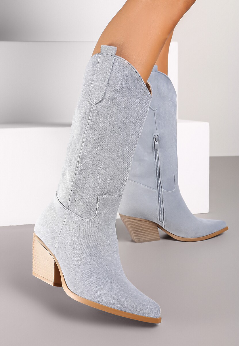 Niebieskie Kozaki na Stożku w Stylu Kowbojek Naures