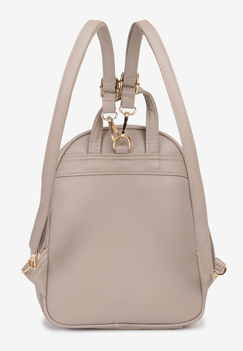 Ciemnobeżowy Plecak na Suwak Wykończony Regulowanymi Odpinanymi Paskami Nelda