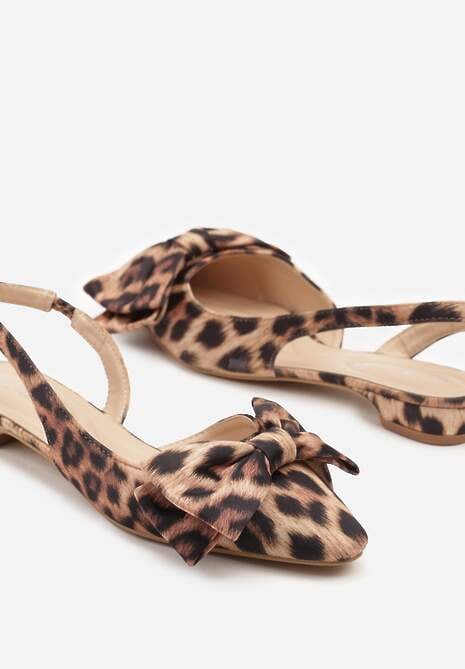 Panterkowe Sandały Bez Pięty z Kokardą Nolretia