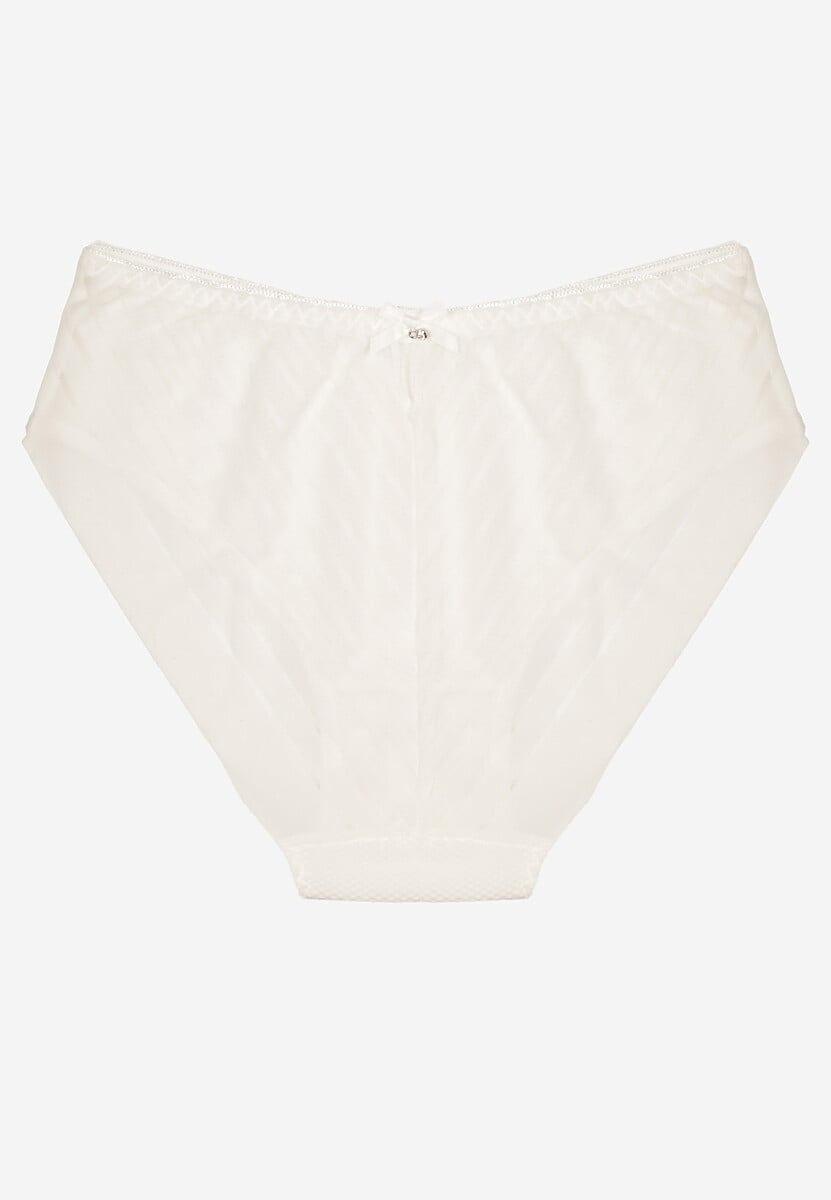 Białe Majtki Typu Figi Ozdobione Paskami Ranmis