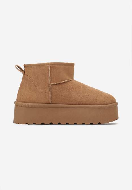 Brązowe Krótkie Śniegowce na Grubej Podeszwie Aranwen