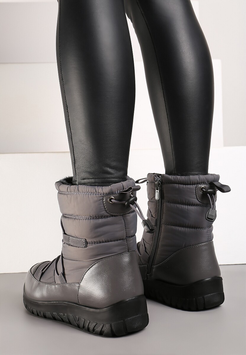 Szare Śniegowce z Futrzanym Ociepleniem i Elastycznym Ściągaczem Tinasira