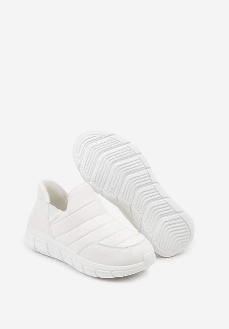 Białe Sneakersy Śniegowce na Platformie z Tłoczeniem i Pikowaną Cholewką Vermina