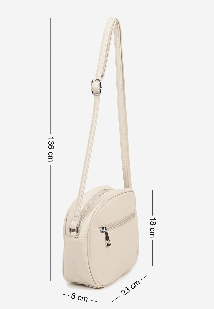 Jasnobeżowa Okrągła Torebka na Pasku z Kieszonkami Malireia