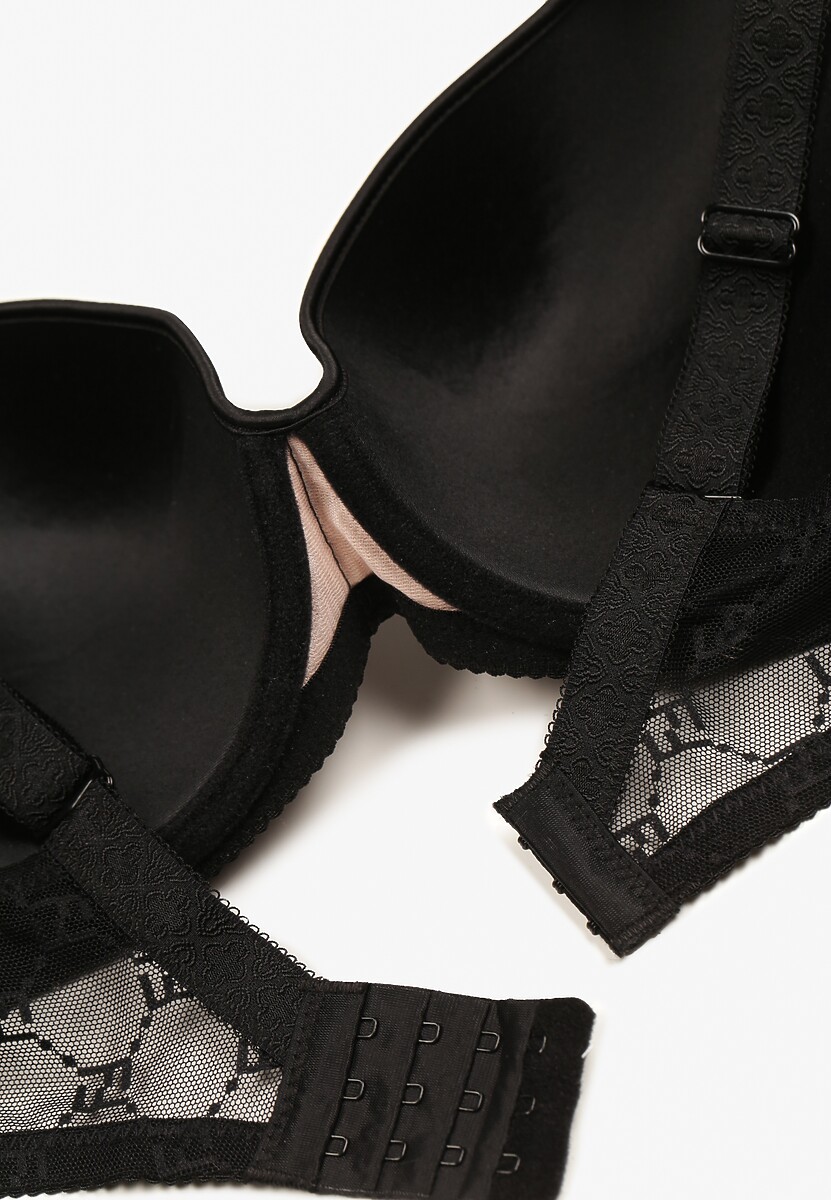 Czarno-Beżowy Biustonosz Gładki z Usztywnieniem Henena