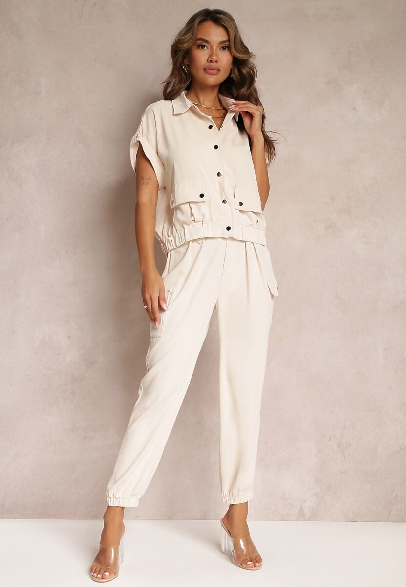 Czarny 2-częściowy Komplet z Bluzką i Spodniami Ezrala