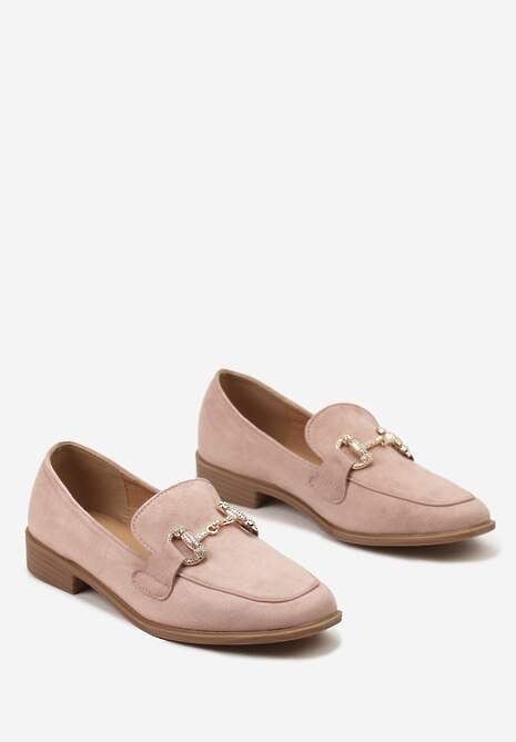 Różowe Mokasyny z Klamerką i Cyrkoniami Mialla