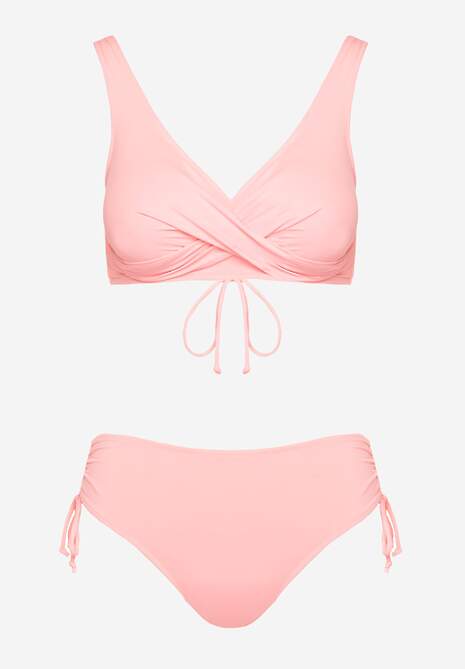 Różowe Bikini Biustonosz i Majtki Figi z Wiązaniem Kinalisa