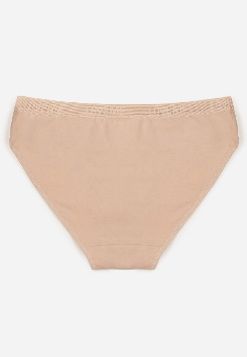 Beżowe Majtki Figi z Bawełny z Napisem Love Adririn