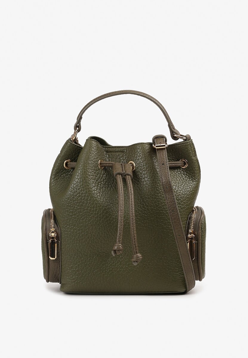 Zielona Torebka z Ozdobnym Ściągaczem i Kieszonkami z Rączką i Dodatkowym Paskiem Ravindira