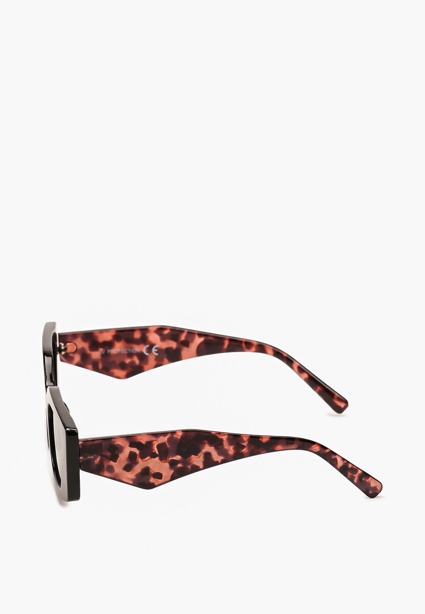 Czarno-Brązowe Okulary Przeciwsłoneczne o Geometrycznym Kształcie z Lekkiego Tworzywa Giorta