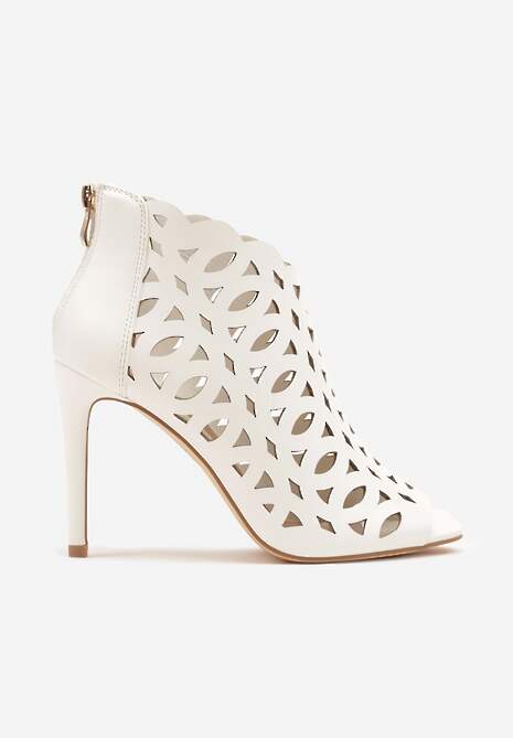 Białe Ażurowe Sandały Botki Vices na Szpilce Natessae