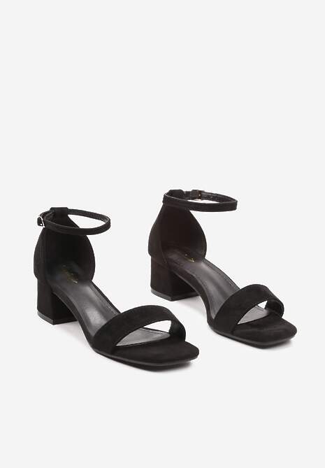 Czarne Sandały z Ekozamszu na Klasycznym Słupku Effiba