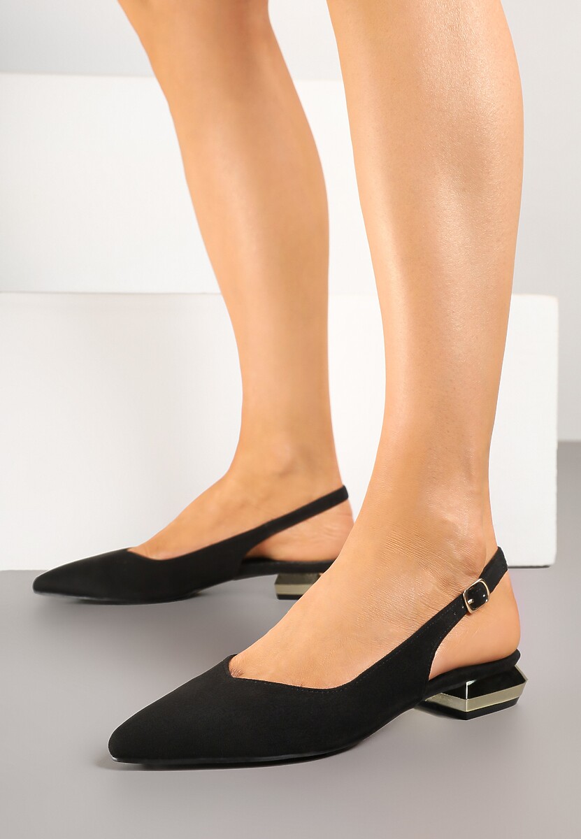 Czarne Sandały Slingback Vices z Wkładką ze Skóry Naturalnej Galeresa